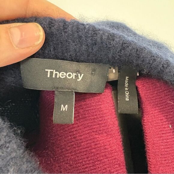 Theory Knit Navy Blue Cashmere Silk Mini Dress 3/4 Sleeves length sz M - Picture 4 of 11